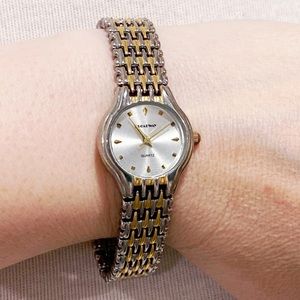Silver and gold watch
